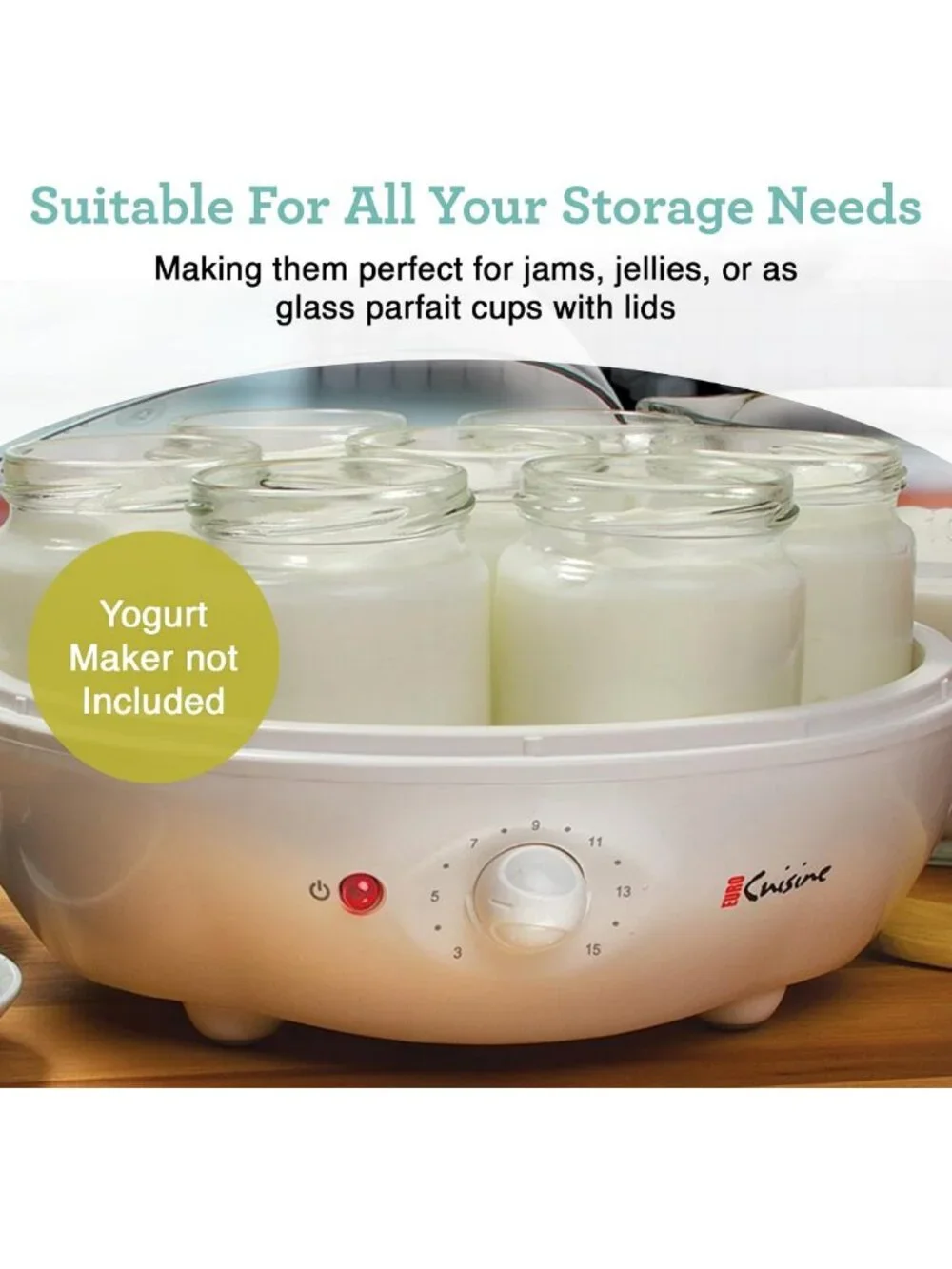 Set of 8 Glass Jars for Yogurt Maker - Perfect for Homemade Yogurt & Storage